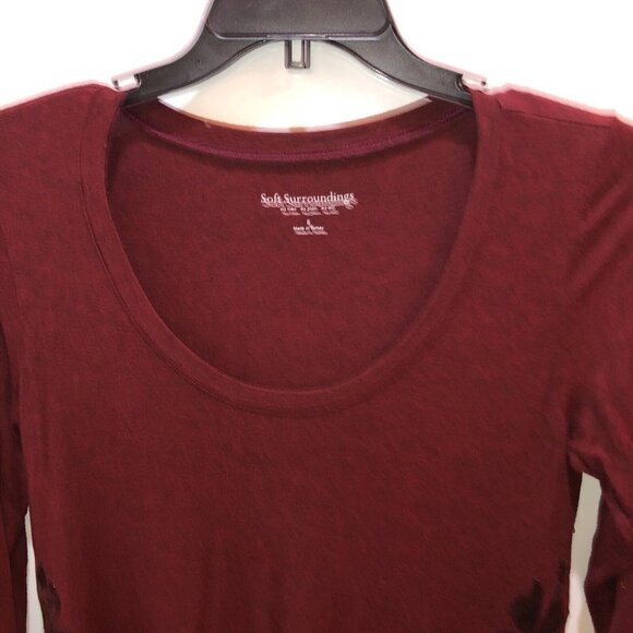 Soft Surroundings Womens Size S Burgundy Long Sleeve Scoop Neck Tunic Top Small - Picture 5 of 10